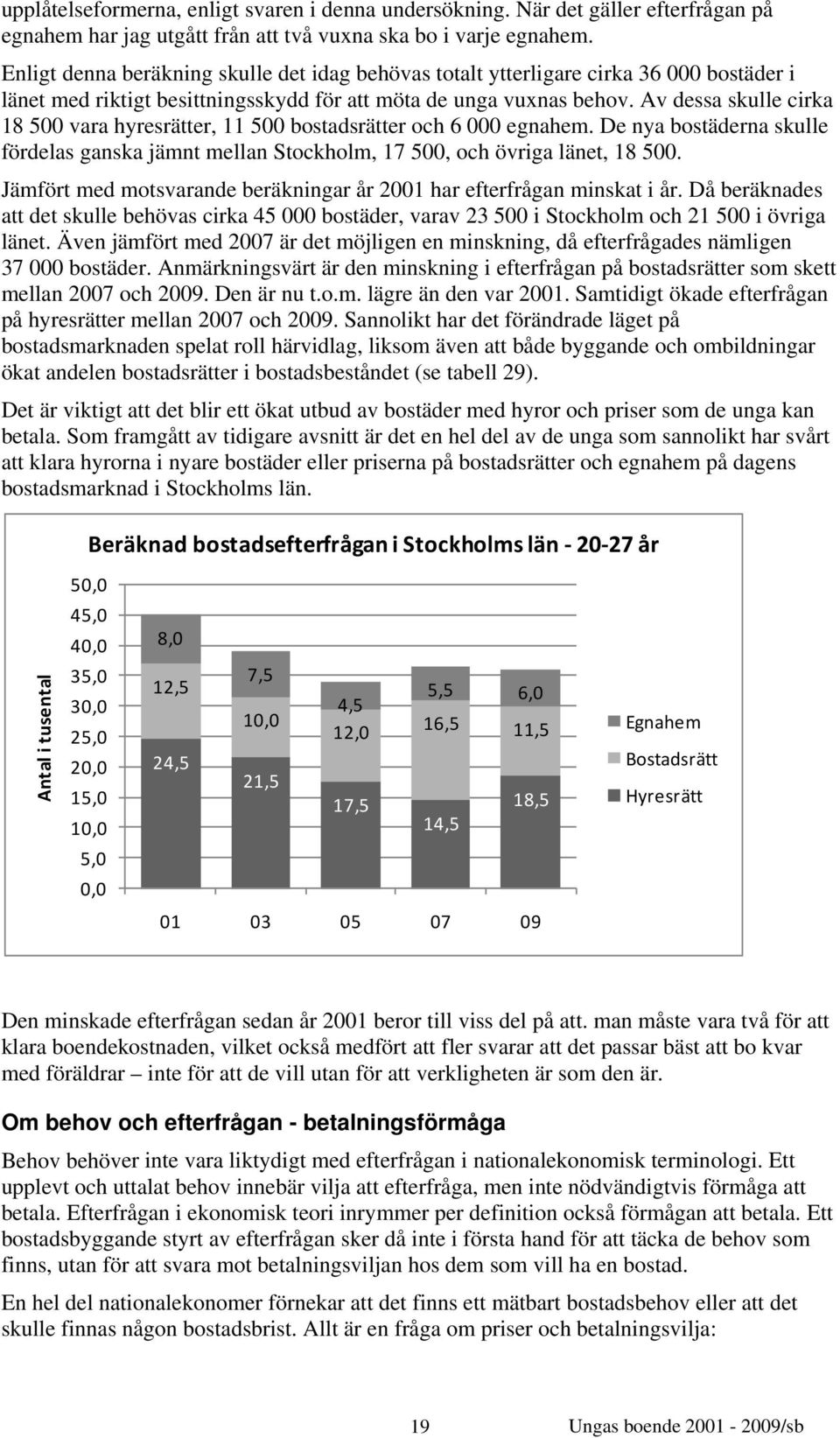 Av dessa skulle cirka 18 500 vara hyresrätter, 11 500 bostadsrätter och 6 000 egnahem. De nya bostäderna skulle fördelas ganska jämnt mellan Stockholm, 17 500, och övriga länet, 18 500.