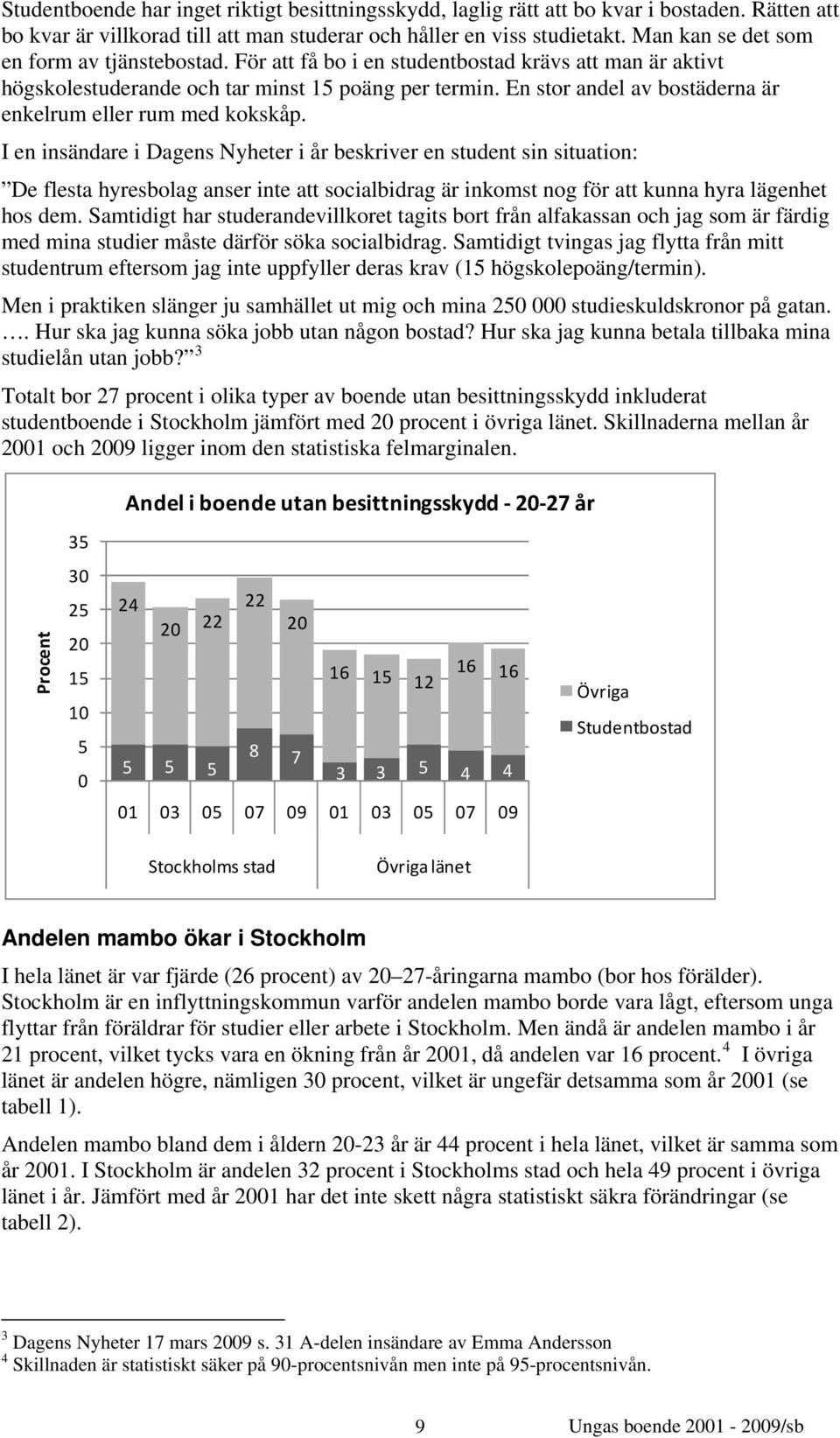 En stor andel av bostäderna är enkelrum eller rum med kokskåp.