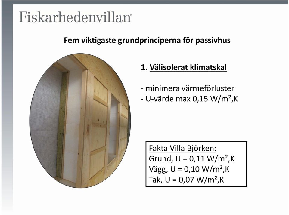 värde max 0,15 W/m²,K Fakta Villa Björken: Grund, U