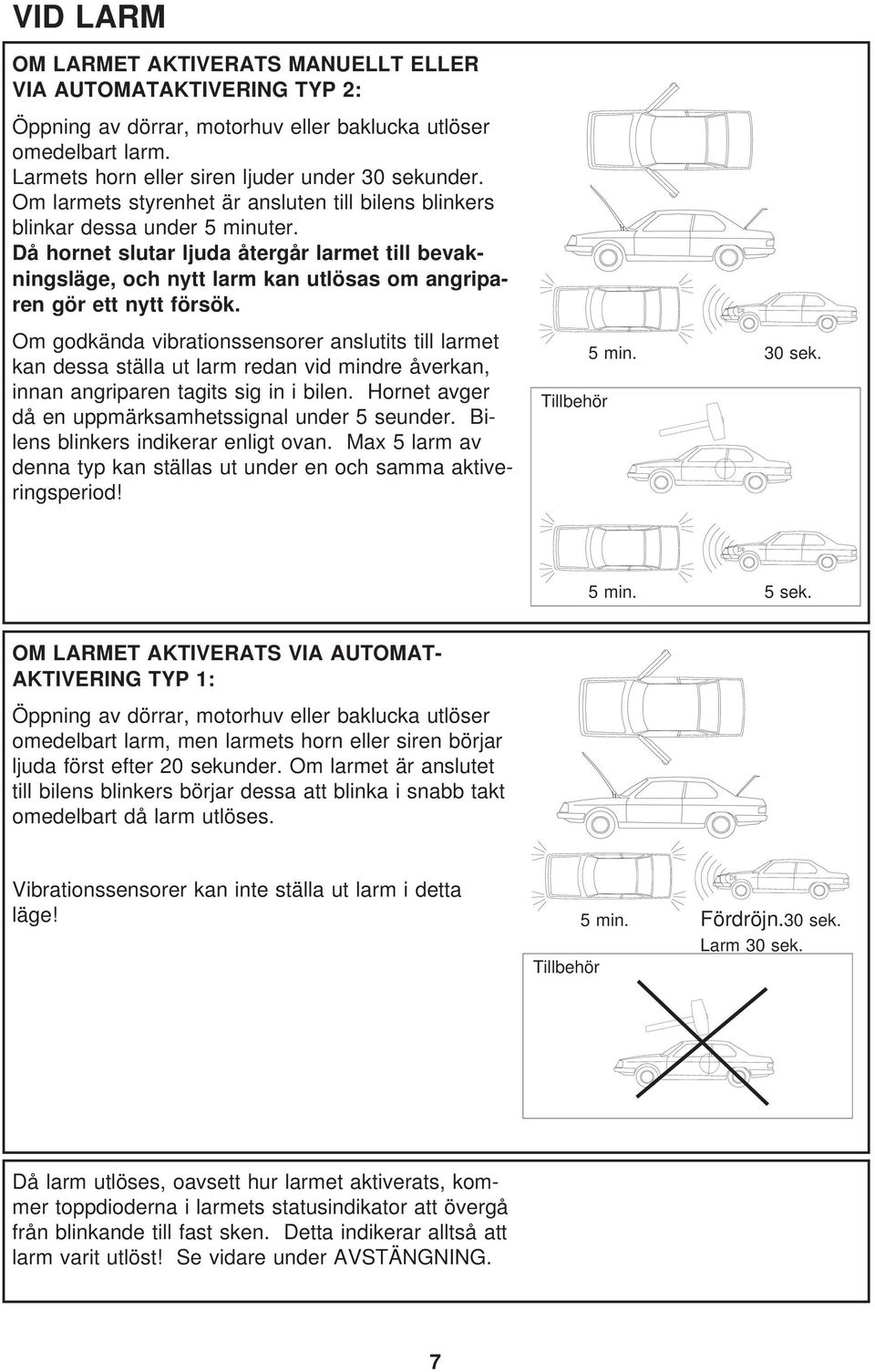 Då hornet slutar ljuda återgår larmet till bevakningsläge, och nytt larm kan utlösas om angriparen gör ett nytt försök.