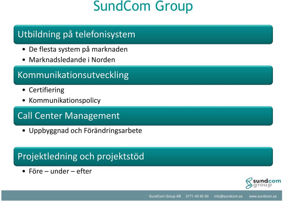 Kommunikationspolicy Call Center Management Uppbyggnad och