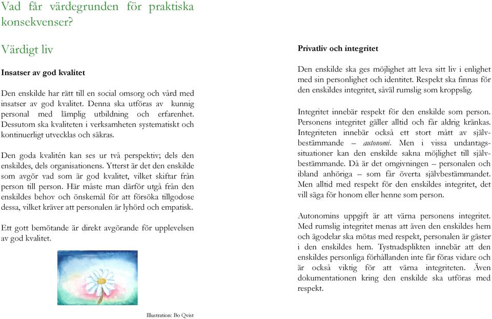 Den goda kvalitén kan ses ur två perspektiv; dels den enskildes, dels organisationens. Ytterst är det den enskilde som avgör vad som är god kvalitet, vilket skiftar från person till person.