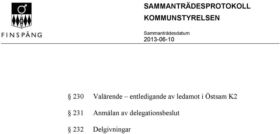 Östsam K2 231 Anmälan av