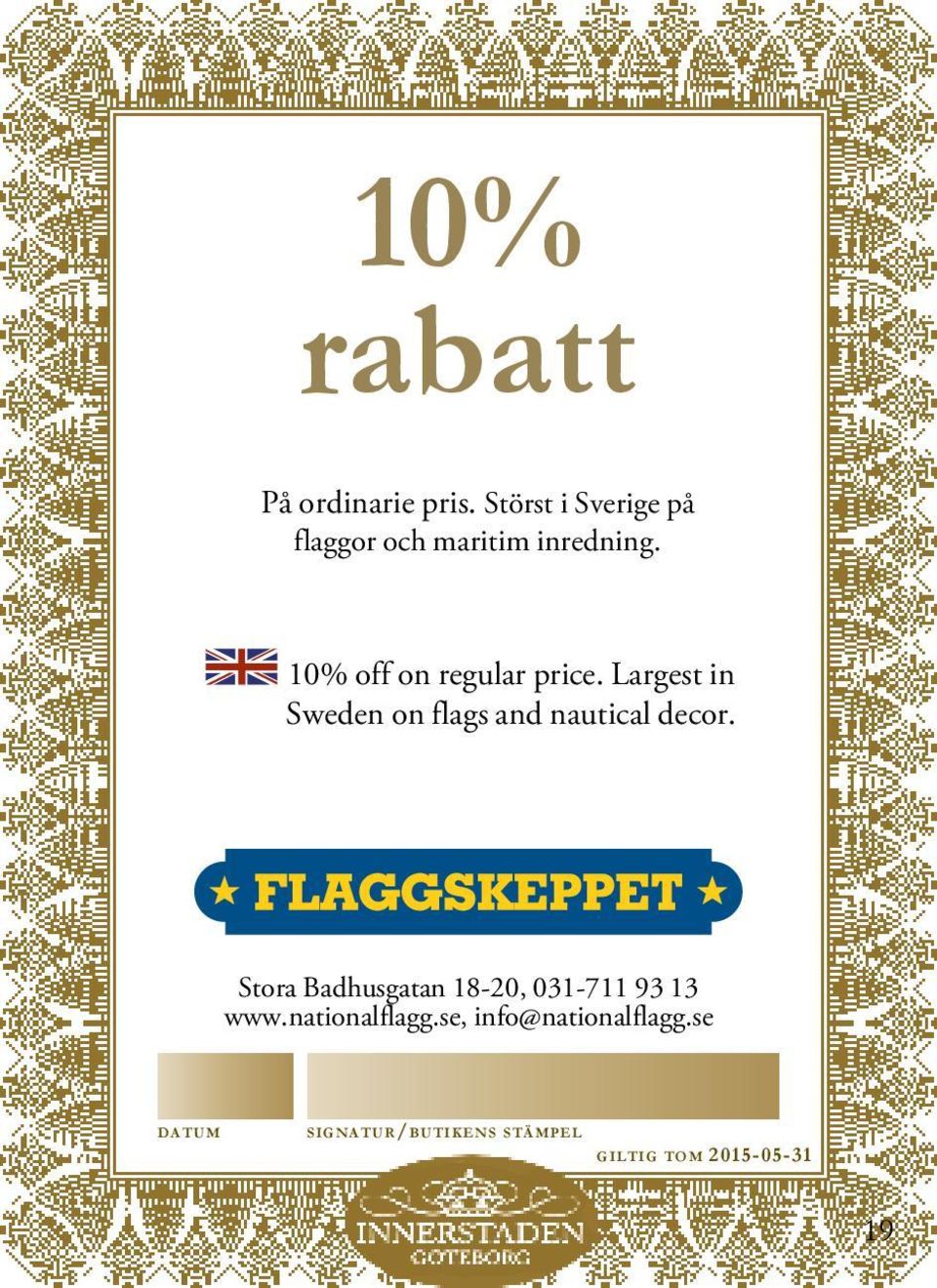 10% off on regular price.