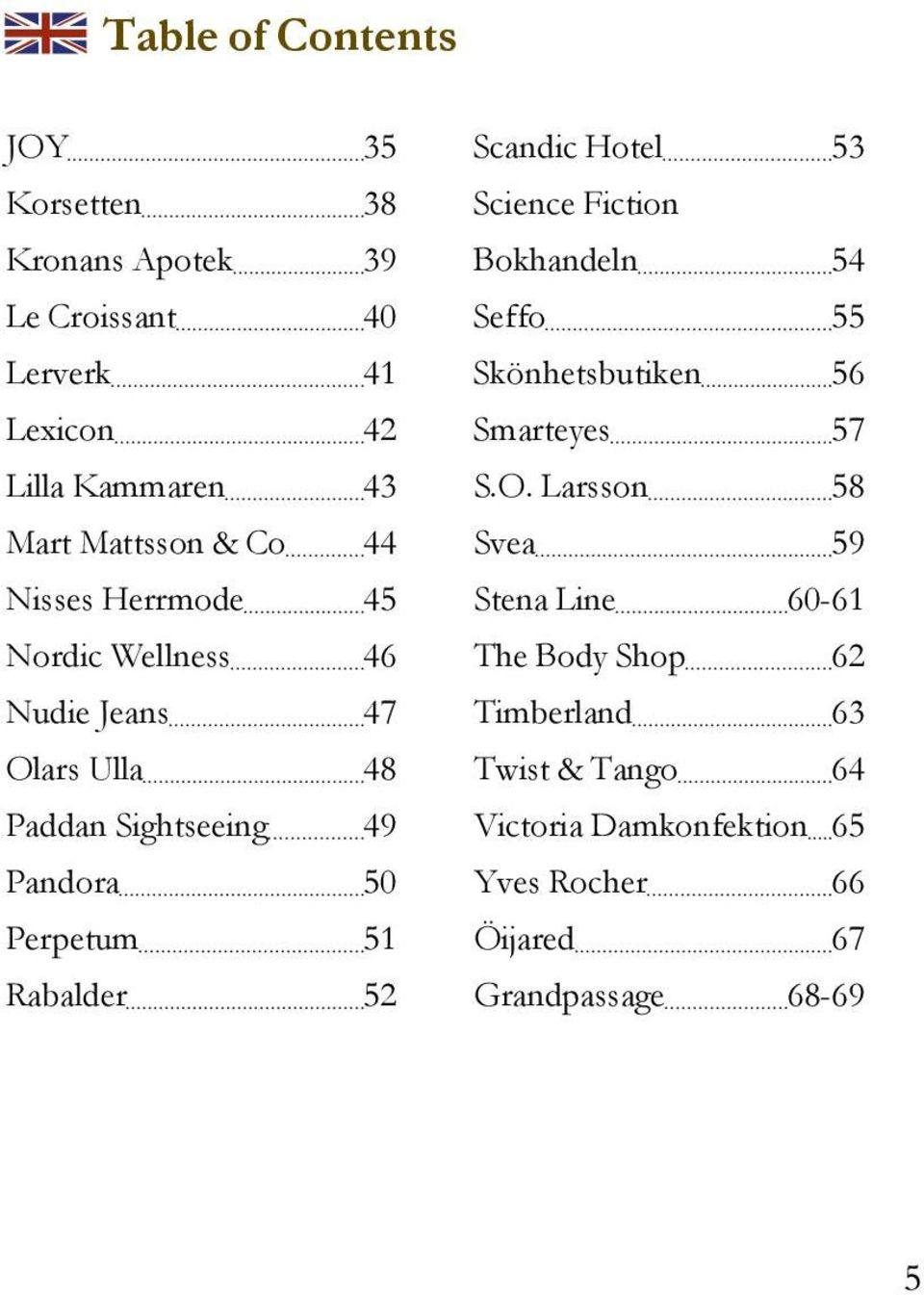 Rabalder 52 Scandic Hotel 53 Science Fiction Bokhandeln 54 Seffo 55 Skönhetsbutiken 56 Smarteyes 57 S.O.