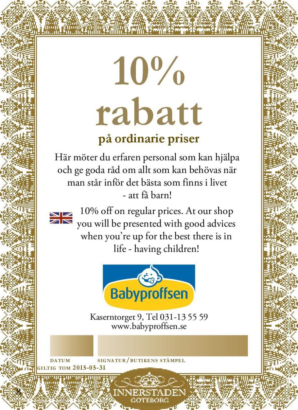 10% off on regular prices.