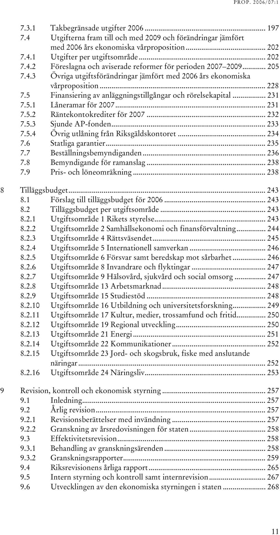 .. 205 TU7.4.3UT TUÖvriga utgiftsförändringar jämfört med 2006 års ekonomiska vårpropositionut... 228 TU7.5UT TUFinansiering av anläggningstillgångar och rörelsekapitalut... 231 TU7.5.1UT TULåneramar för 2007UT.