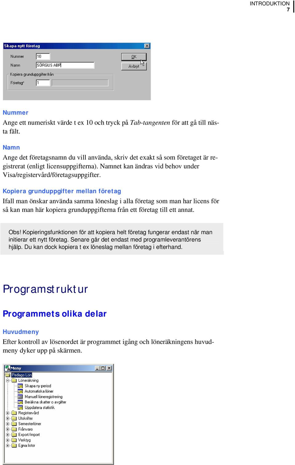 Kopiera grunduppgifter mellan företag Ifall man önskar använda samma löneslag i alla företag som man har licens för så kan man här kopiera grunduppgifterna från ett företag till ett annat. Obs!