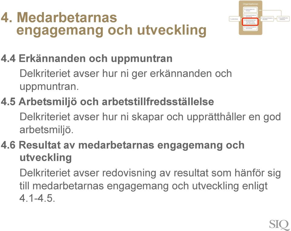 5 Arbetsmiljö och arbetstillfredsställelse Delkriteriet avser hur ni skapar och upprätthåller en god