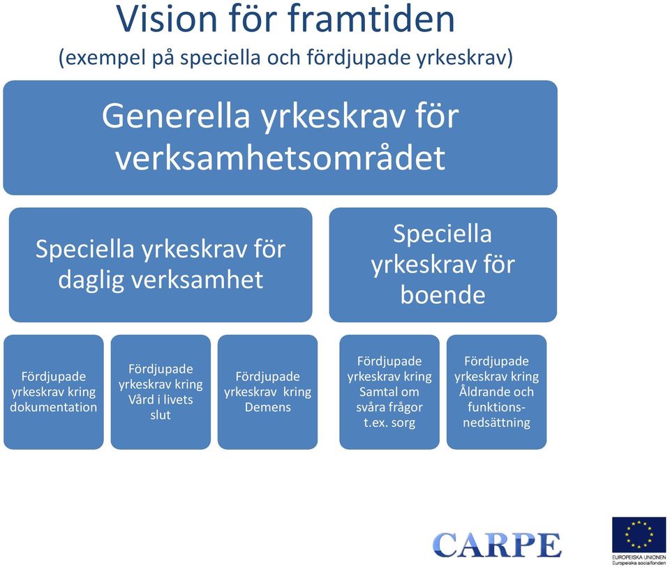 yrkeskrav kring dokumentation Fördjupade yrkeskrav kring Vård i livets slut Fördjupade yrkeskrav kring