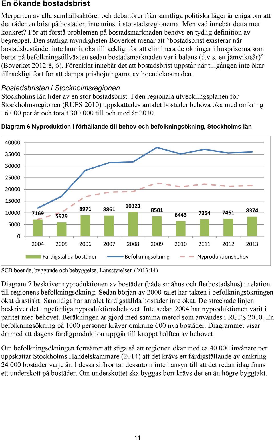 Den statliga myndigheten Boverket menar att bostadsbrist existerar när bostadsbeståndet inte hunnit öka tillräckligt för att eliminera de ökningar i huspriserna som beror på befolkningstillväxten