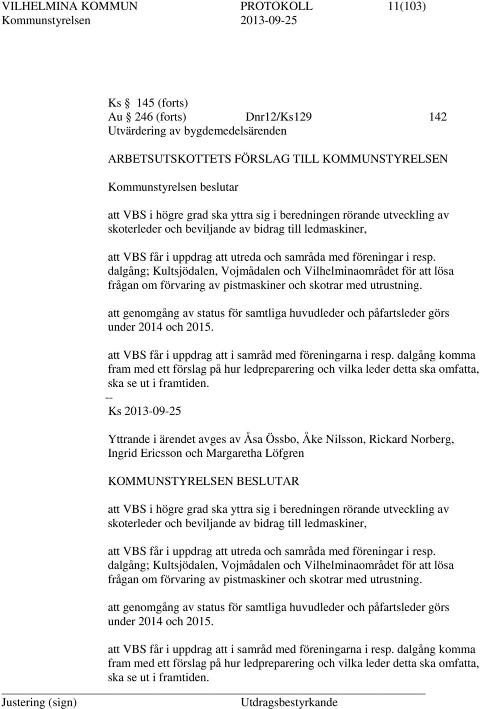 dalgång; Kultsjödalen, Vojmådalen och Vilhelminaområdet för att lösa frågan om förvaring av pistmaskiner och skotrar med utrustning.