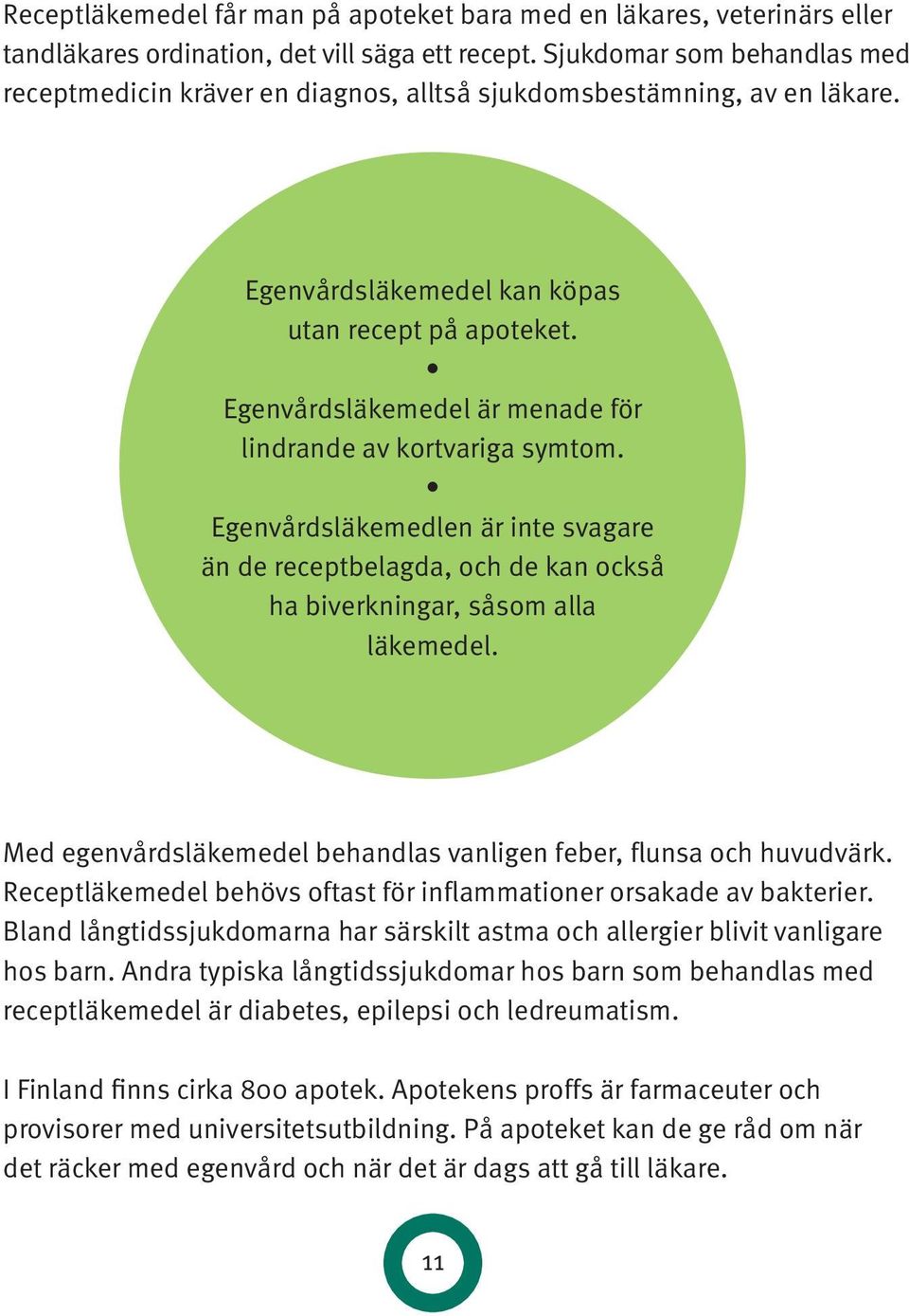 Egenvårdsläkemedel är menade för lindrande av kortvariga symtom. Egenvårdsläkemedlen är inte svagare än de receptbelagda, och de kan också ha biverkningar, såsom alla läkemedel.