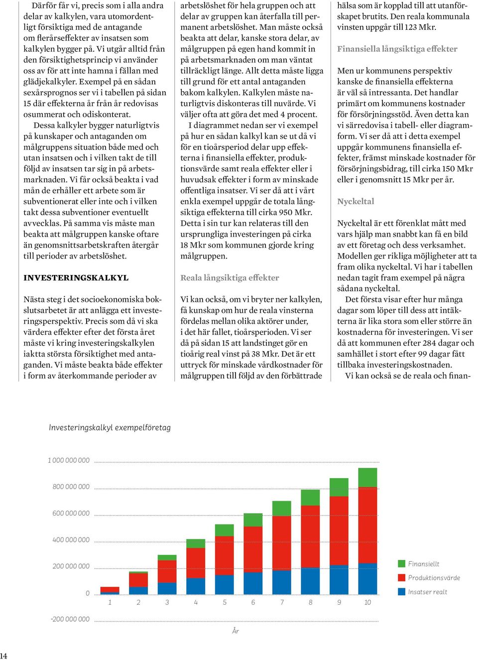 Exempel på en sådan sexårsprognos ser vi i tabellen på sidan 15 där effekterna år från år redovisas osummerat och odiskonterat.