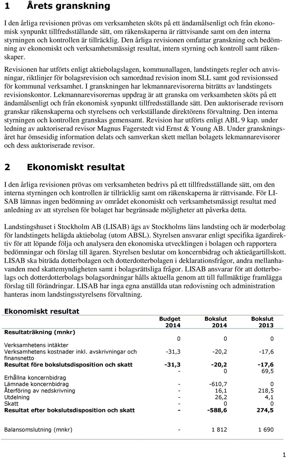 Revisionen har utförts enligt aktiebolagslagen, kommunallagen, landstingets regler och anvisningar, riktlinjer för bolagsrevision och samordnad revision inom SLL samt god revisionssed för kommunal