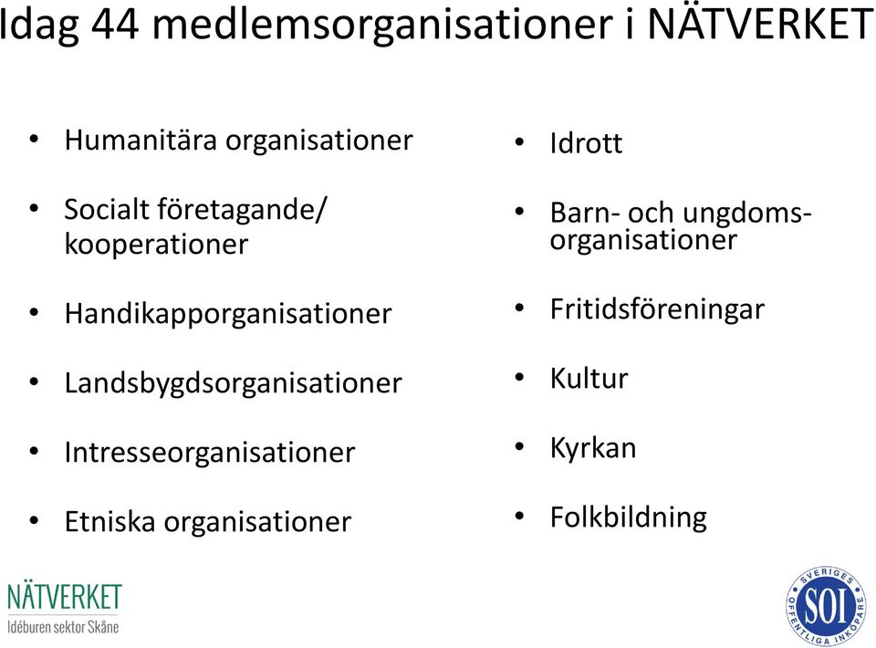 Landsbygdsorganisationer Intresseorganisationer Etniska organisationer