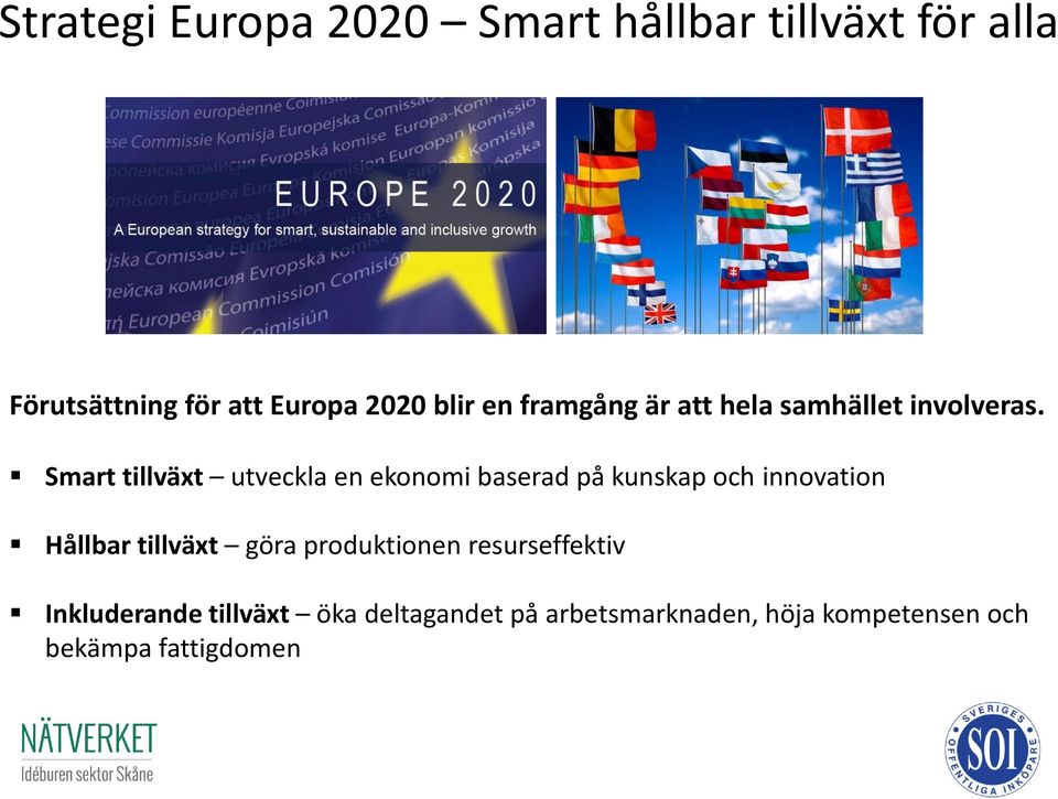 Smart tillväxt utveckla en ekonomi baserad på kunskap och innovation Hållbar tillväxt