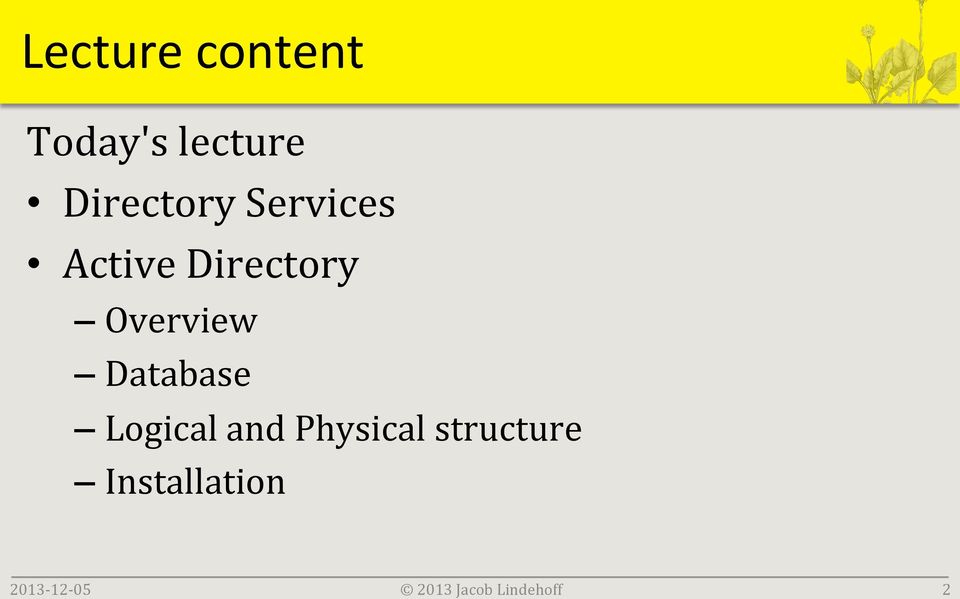 Overview Database Logical and Physical