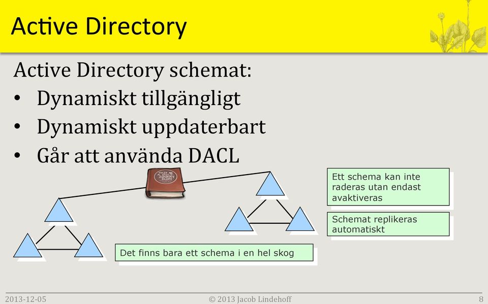 DACL Ett schema kan inte raderas utan endast avaktiveras Det