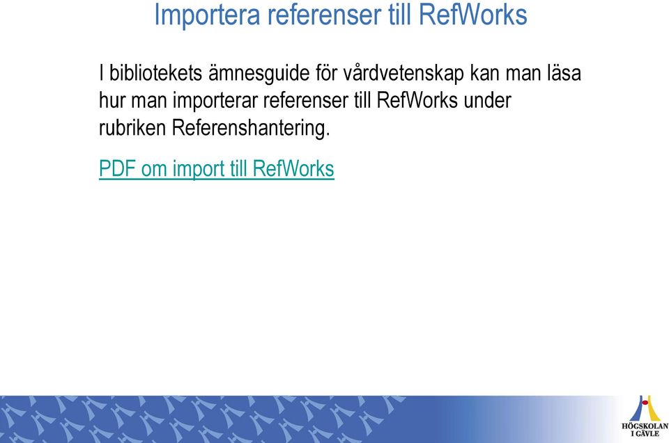 importerar referenser till RefWorks under