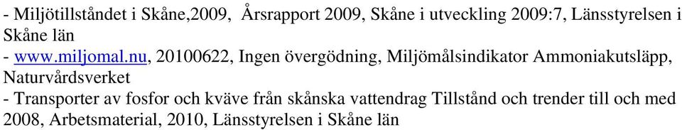 nu, 20100622, Ingen övergödning, Miljömålsindikator Ammoniakutsläpp, Naturvårdsverket -