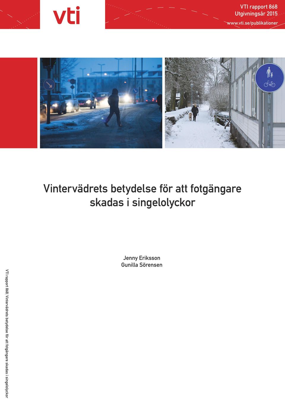 skadas i singelolyckor Jenny Eriksson Gunilla Sörensen VTI