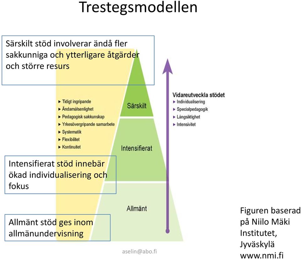 ökad individualisering och fokus Allmänt stöd ges inom