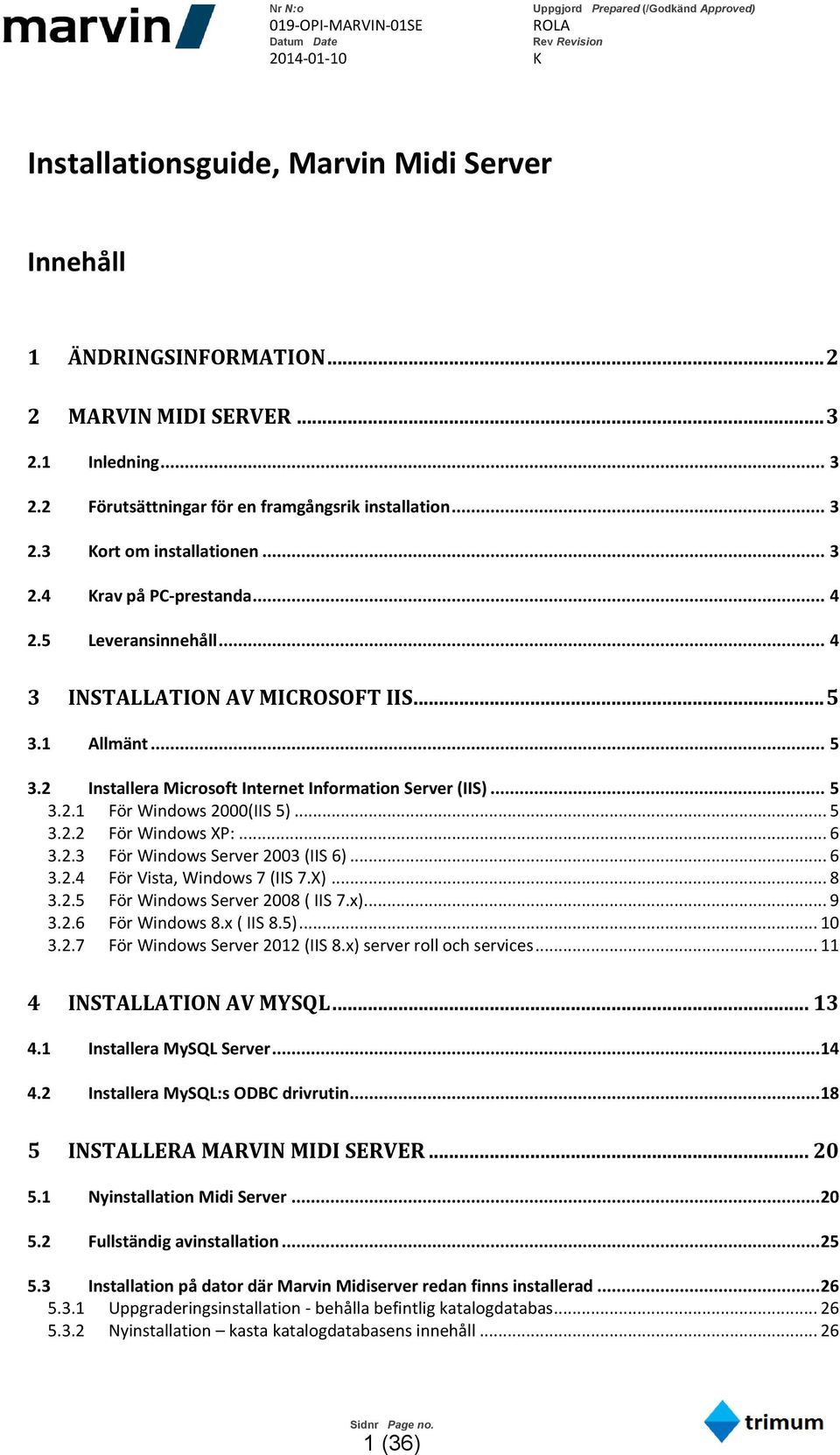 .. 5 3.2.2 För Windows XP:... 6 3.2.3 För Windows Server 2003 (IIS 6)... 6 3.2.4 För Vista, Windows 7 (IIS 7.X)... 8 3.2.5 För Windows Server 2008 ( IIS 7.x)... 9 3.2.6 För Windows 8.x ( IIS 8.5).