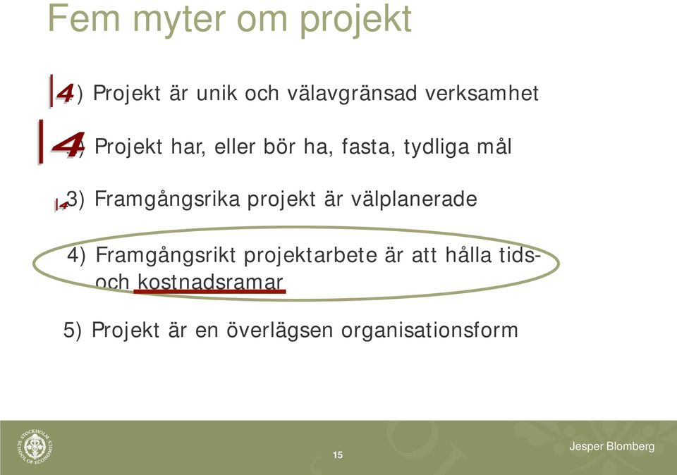 projekt är välplanerade 4) Framgångsrikt projektarbete är att hålla