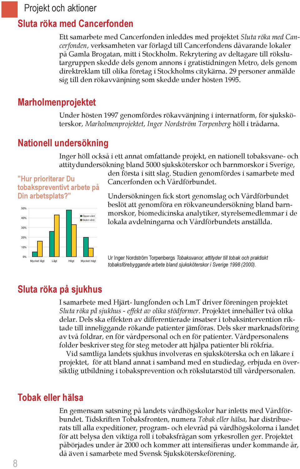 Rekrytering av deltagare till rökslutargruppen skedde dels genom annons i gratistidningen Metro, dels genom direktreklam till olika företag i Stockholms citykärna.