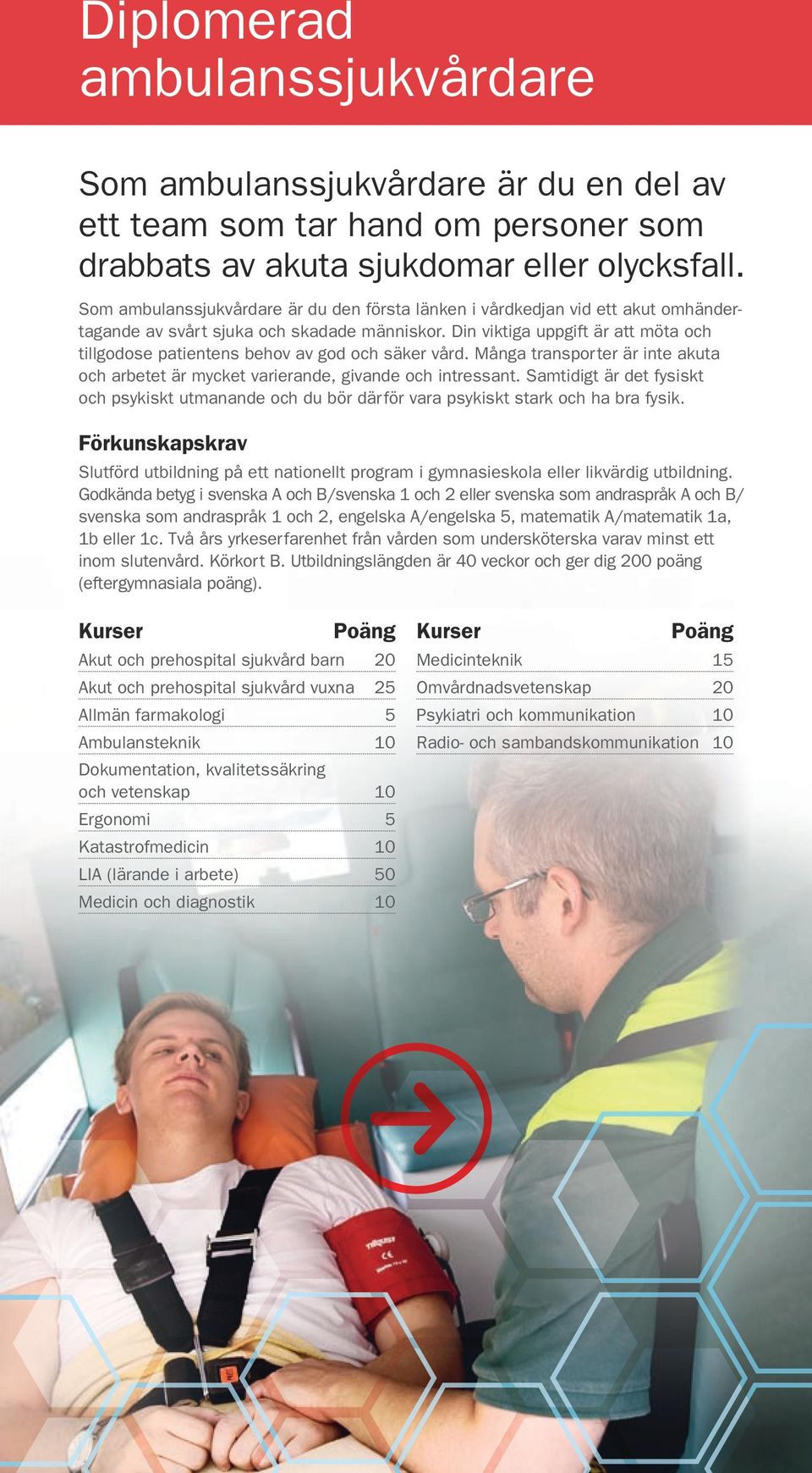 Din viktiga uppgift är att möta och tillgodose patientens behov av god och säker vård. Många transporter är inte akuta och arbetet är mycket varierande, givande och intressant.