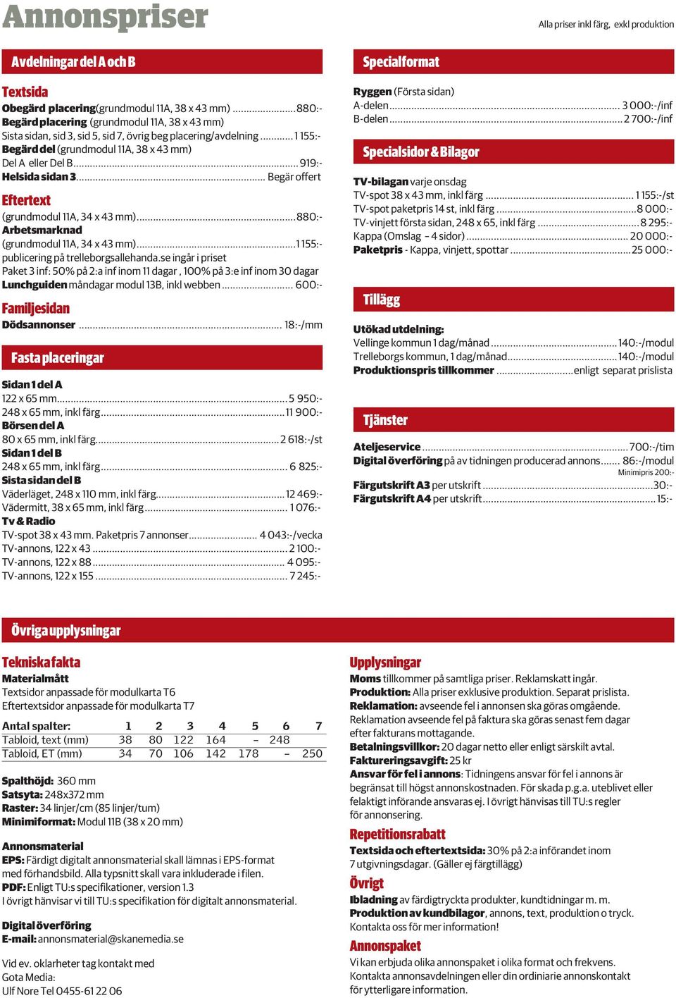 .. 919:- Helsida sidan 3... Begär offert Eftertext (grundmodul 11A, 34 x 43 mm)...880:- Arbetsmarknad (grundmodul 11A, 34 x 43 mm)...1 155:- publicering på trelleborgsallehanda.