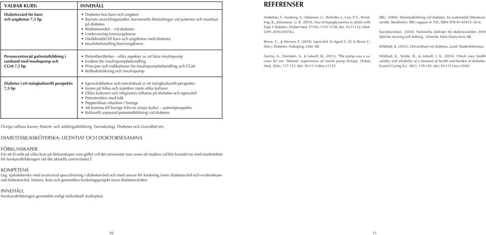 E., Wredling, R., Johansson, U. B. (2010). Fear of hypoglycaemia in adults with Type 1 diabetes. Diabet Med, 27(10), 1151-1158. doi: 10.1111/j.1464-5491.2010.03078.x Berne, C., & Sörman, E. (2010). Egenvård.