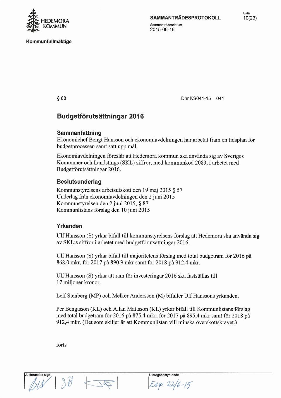 Budgetforutsattningar 2016.
