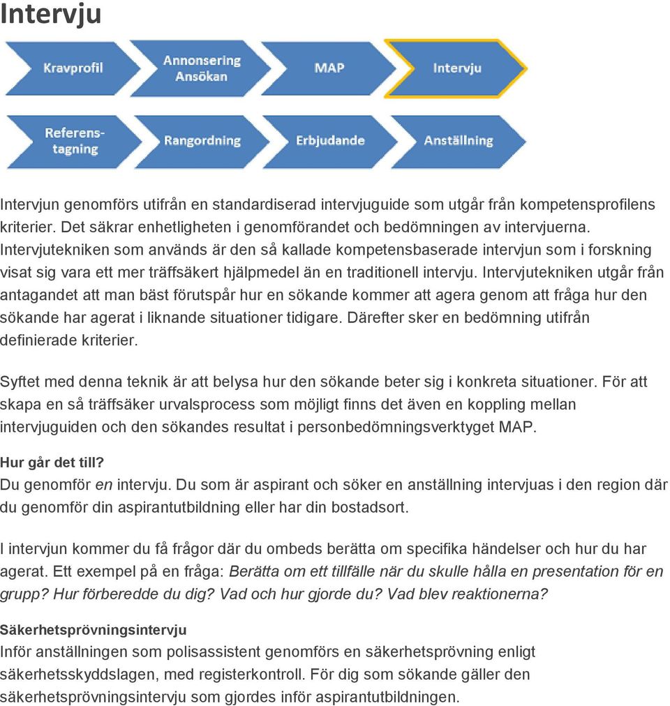 Intervjutekniken utgår från antagandet att man bäst förutspår hur en sökande kommer att agera genom att fråga hur den sökande har agerat i liknande situationer tidigare.
