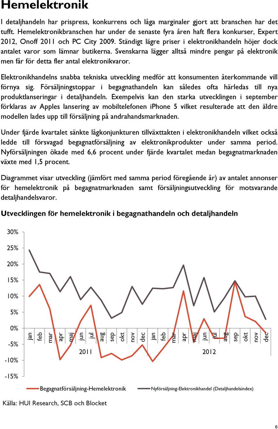 Ständigt lägre priser i elektronikhandeln höjer dock antalet varor som lämnar butikerna. Svenskarna lägger alltså mindre pengar på elektronik men får för detta fler antal elektronikvaror.