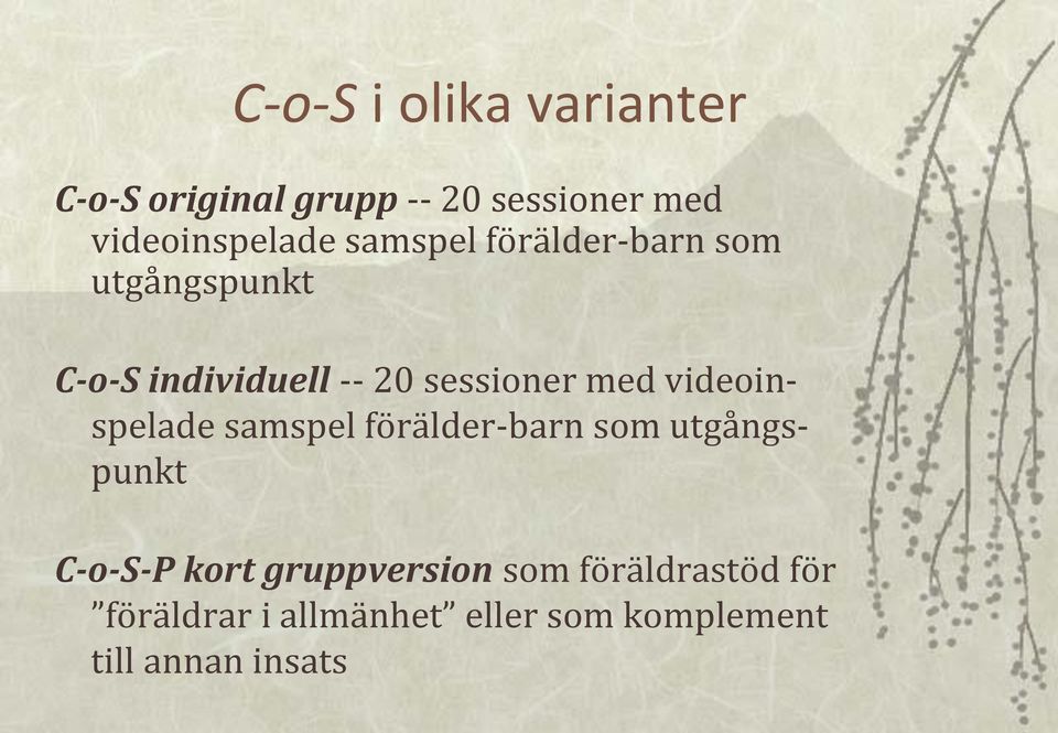 videoinspelade samspel förälder-barn som utgångspunkt C-o-S-P kort gruppversion