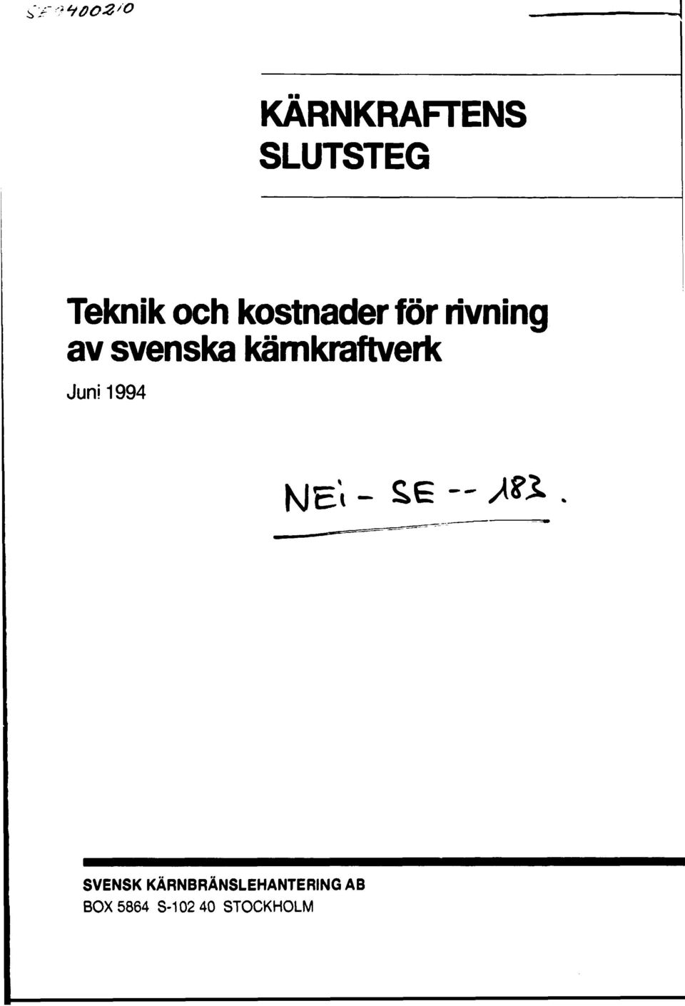 kärnkraftverk Juni 1994 SVENSK