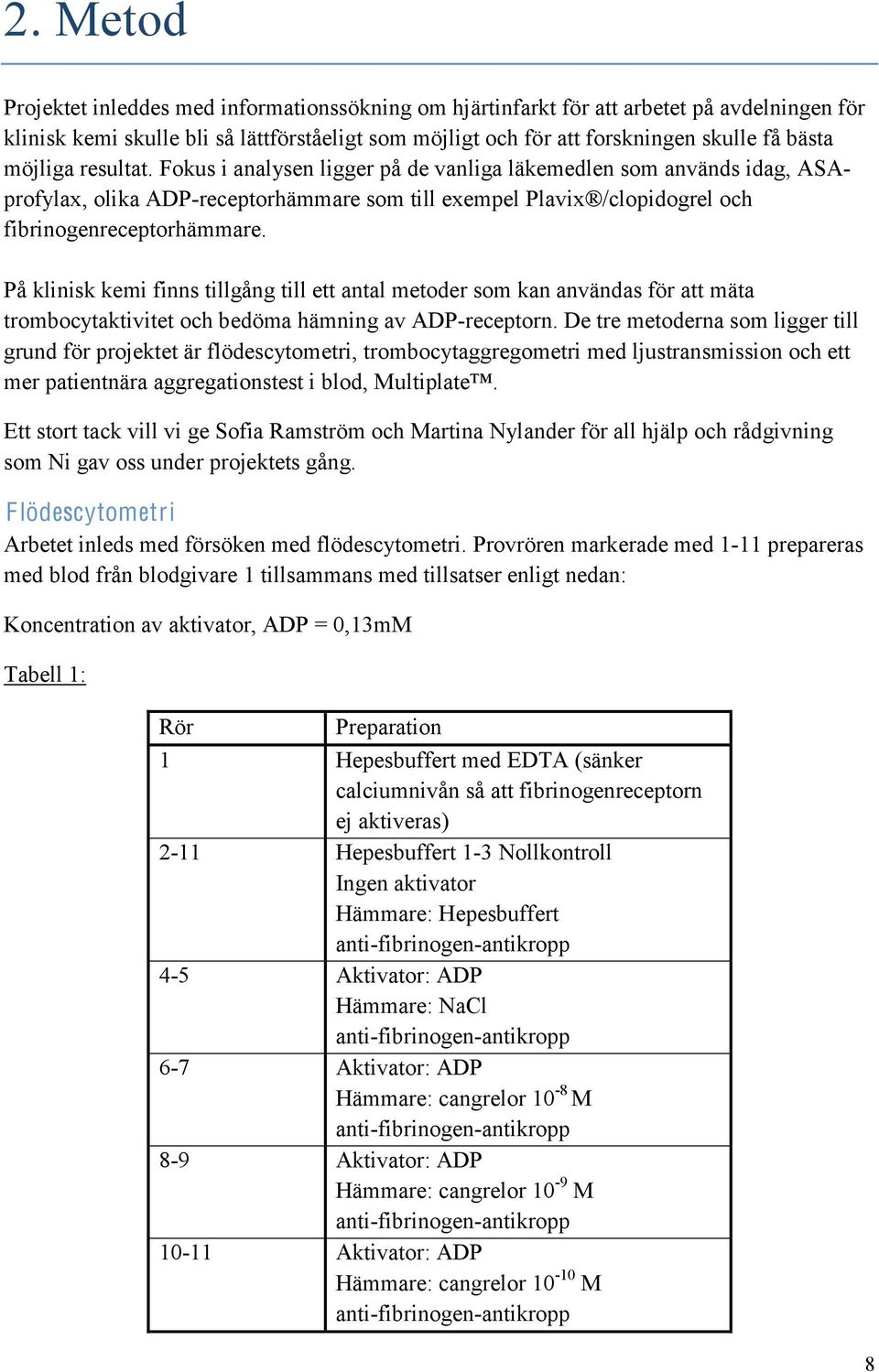 På klinisk kemi finns tillgång till ett antal metoder som kan användas för att mäta trombocytaktivitet och bedöma hämning av ADP-receptorn.