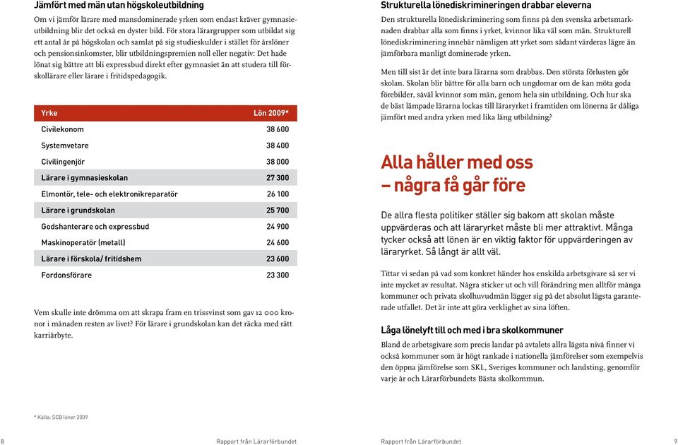 lönat sig bättre att bli expressbud direkt efter gymnasiet än att studera till förskollärare eller lärare i fritidspedagogik.