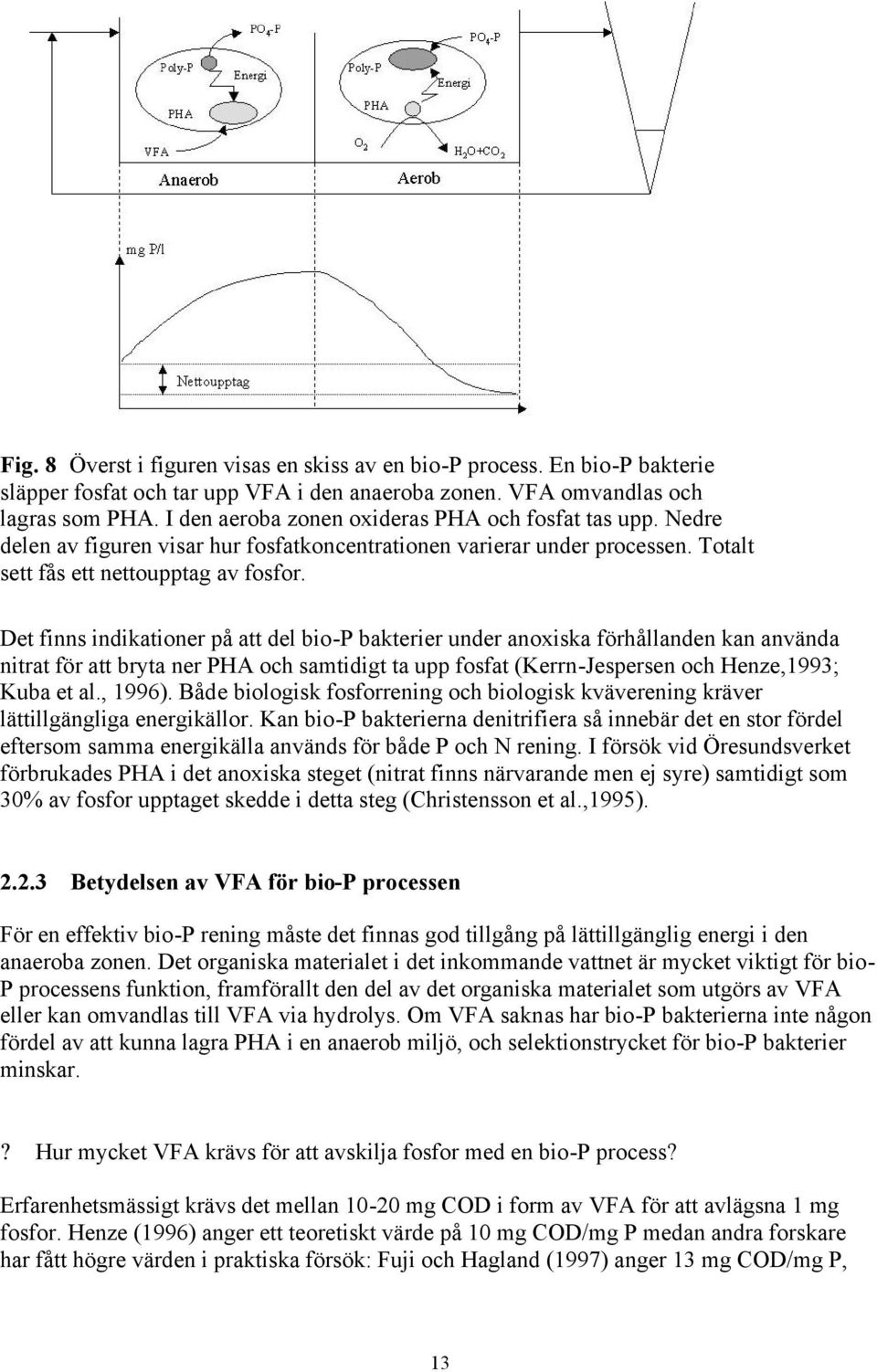 Det finns indikationer på att del bio-p bakterier under anoxiska förhållanden kan använda nitrat för att bryta ner PHA och samtidigt ta upp fosfat (Kerrn-Jespersen och Henze,1993; Kuba et al., 1996).