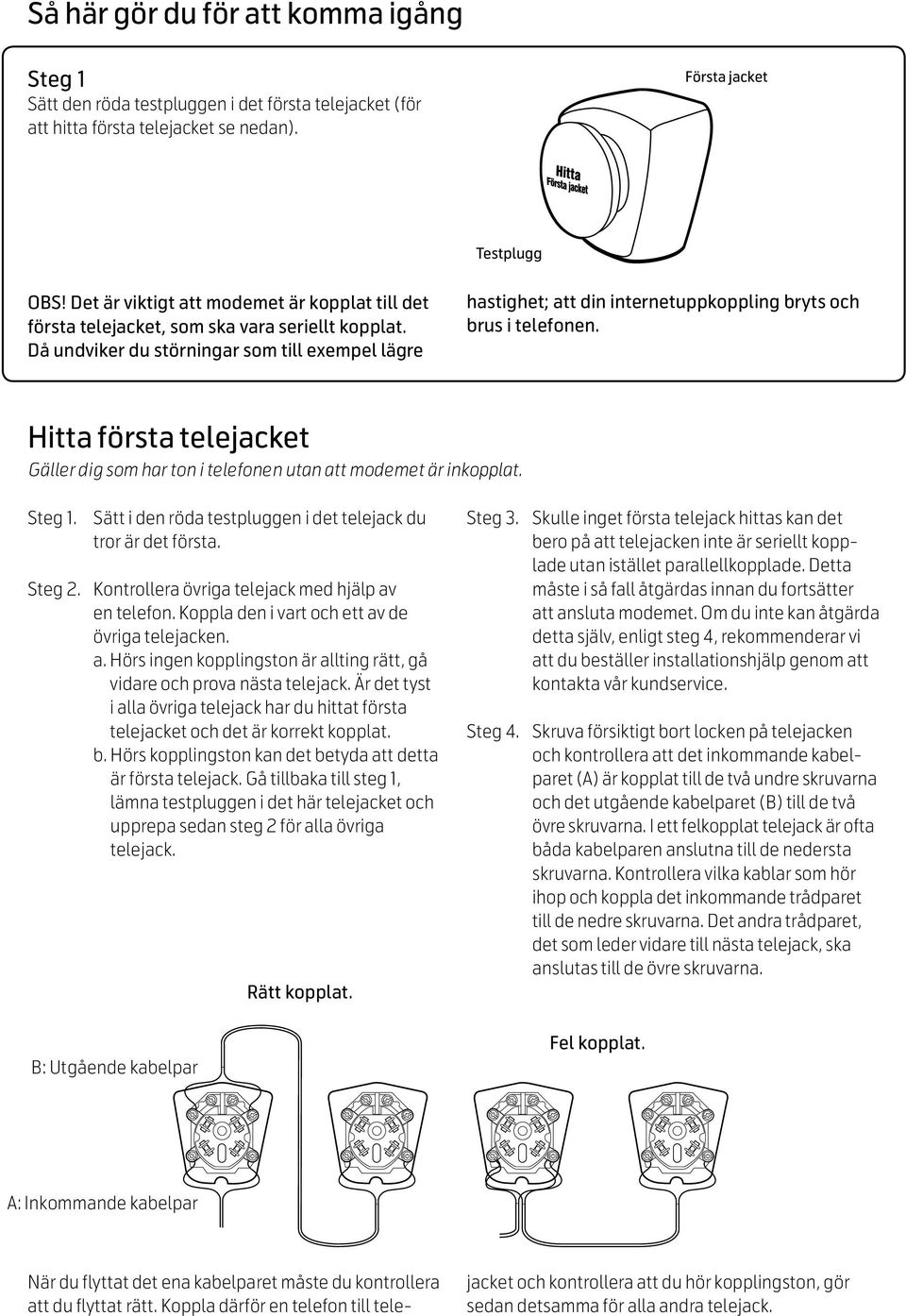 Då undviker du störningar som till exempel lägre hastighet; att din internetuppkoppling bryts och brus i telefonen.