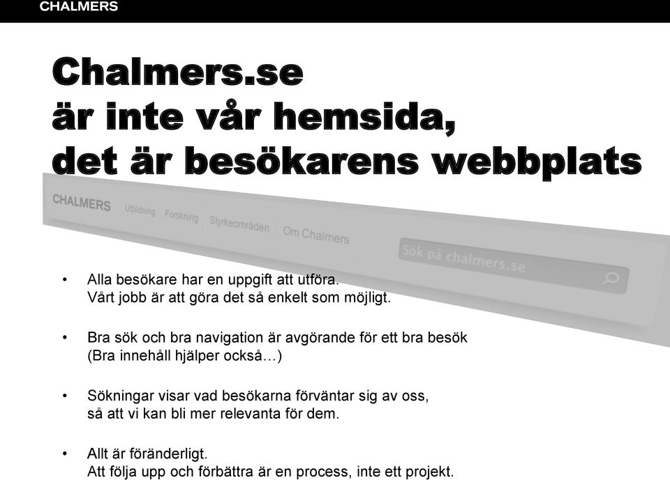 Bra sök och bra navigation är avgörande för ett bra besök (Bra innehåll hjälper också ) Sökningar visar