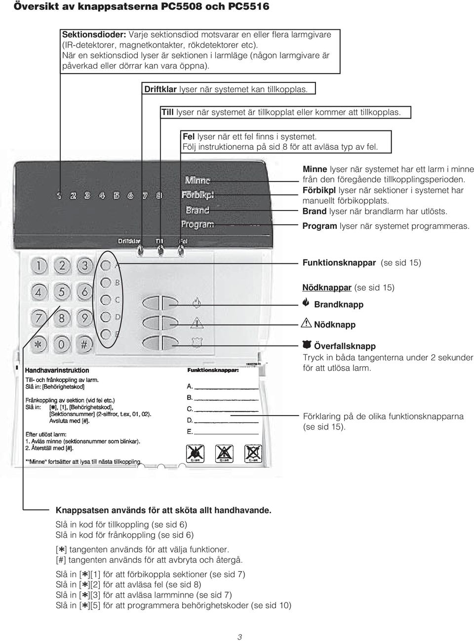 Till lyser när systemet är tillkopplat eller kommer att tillkopplas. Fel lyser när ett fel finns i systemet. Följ instruktionerna på sid 8 för att avläsa typ av fel.