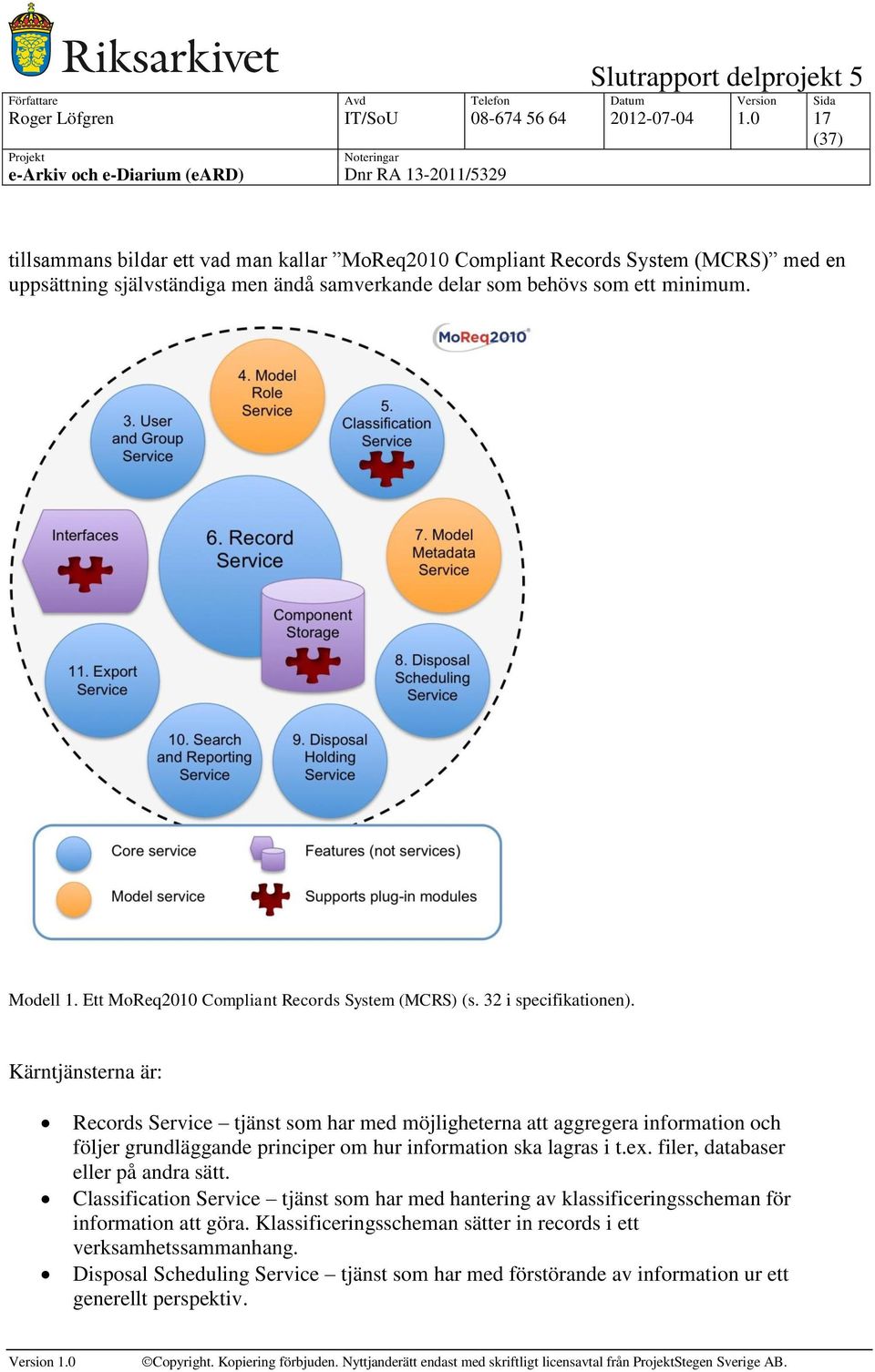 Ett MoReq2010 Compliant Records System (MCRS) (s. 32 i specifikationen).