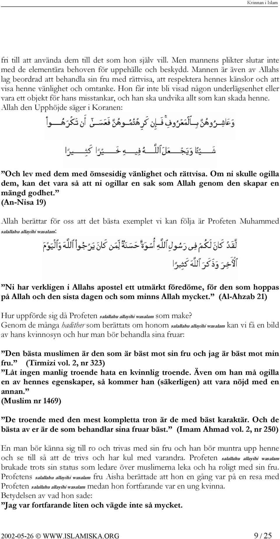 Kvinnan i Islam. Ett specialarbete skrivet av Hassan E / 25 - PDF Gratis  nedladdning