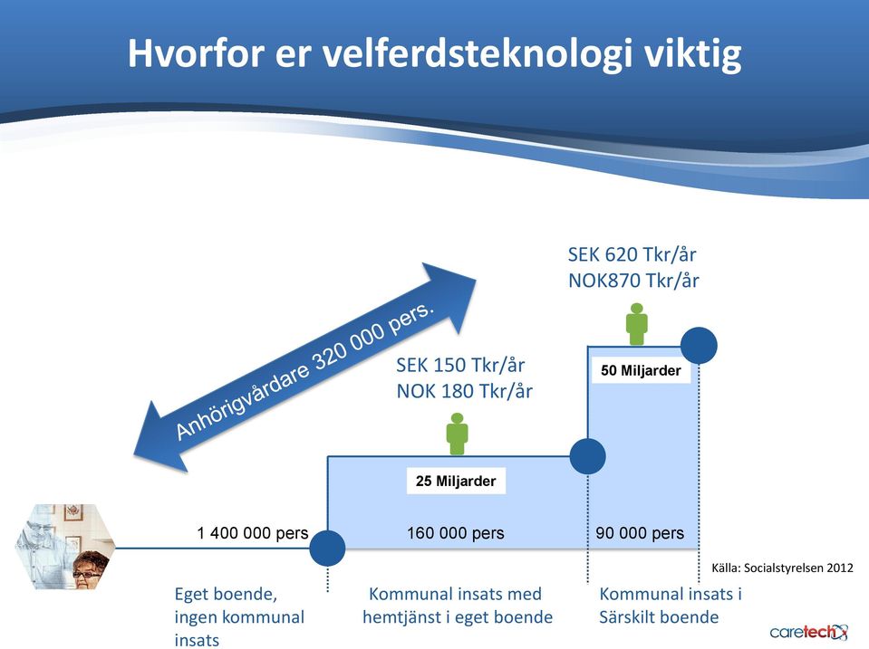 90 000 pers Eget boende, ingen kommunal insats Kommunal insats med