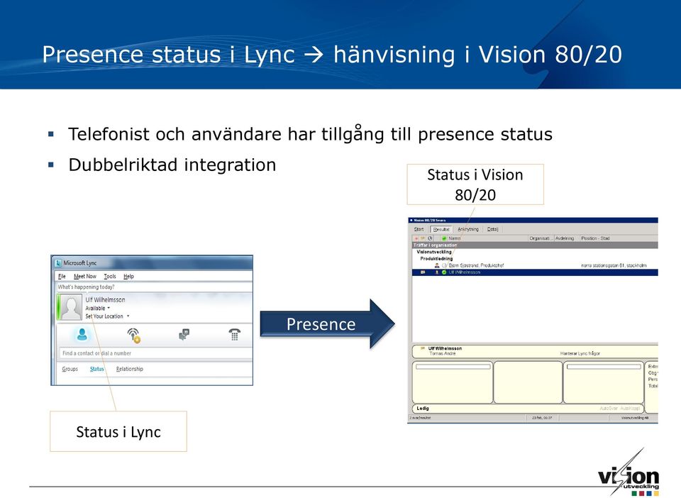 till presence status Dubbelriktad