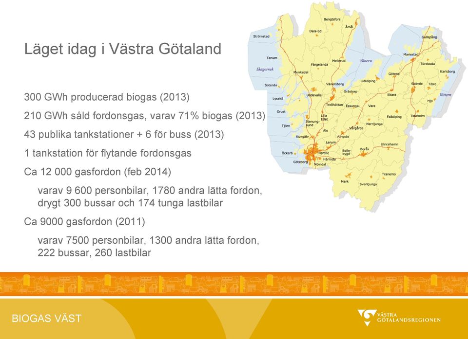 gasfordon (feb 2014) varav 9 600 personbilar, 1780 andra lätta fordon, drygt 300 bussar och 174 tunga