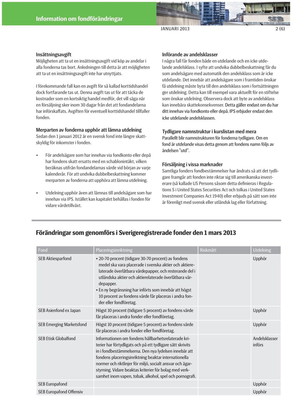 Denna avgift tas ut för att täcka de kostnader som en kortsiktig handel medför, det vill säga när en försäljning sker inom 30 dagar från det att fondandelarna har kaffats.